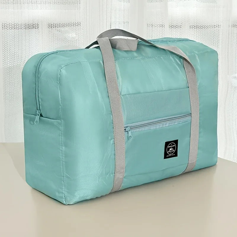1 set of foldable large capacity travel luggage bag, expandable fitness bag, sports carry on, weekend luggage check-in, luggage