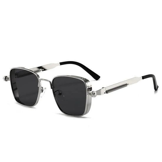 Punk Sunglasses Men Driving Sunglasses Retro Spring Leg Driving Outdoor Sports Metal Rectangular Decorative Glasses Women UV400
