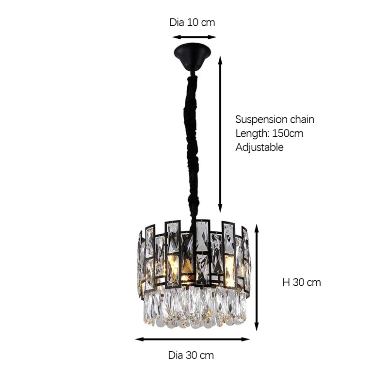 Black Crystal Chandelier For Living Room Modern Home Decor Hanging Lamp Round Bedroom Lighting Fixture Luxury Led Cristal Lustre