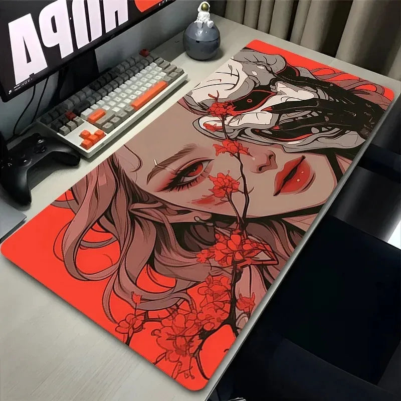 Grimace Cool Girl Leather Desk Pad Mouse Protector Large Small Mouse Pad Home Office Game Desk Mat PU Leather Pc Laptop Desk Mat