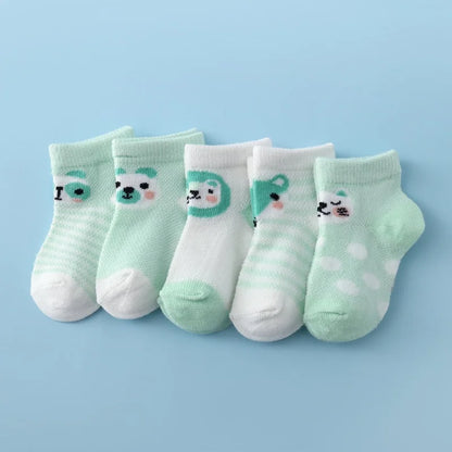 5Pairs/lot Infant Baby Socks For Girls Boys Summer Mesh Thin Baby Socks Cotton Casual Print Newborn Toddler Boy Sock 0-24Month