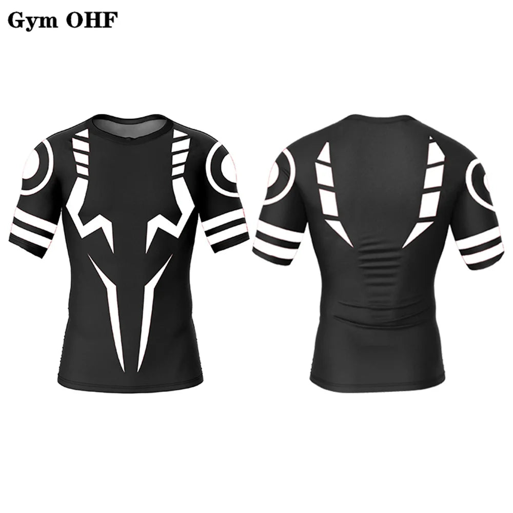 Anime Jujutsu Kaisen 3D Print Compression Shirts For Men Gym Running Workout Fitness Undershirt Athletic Quick Dry T-Shirt Tops