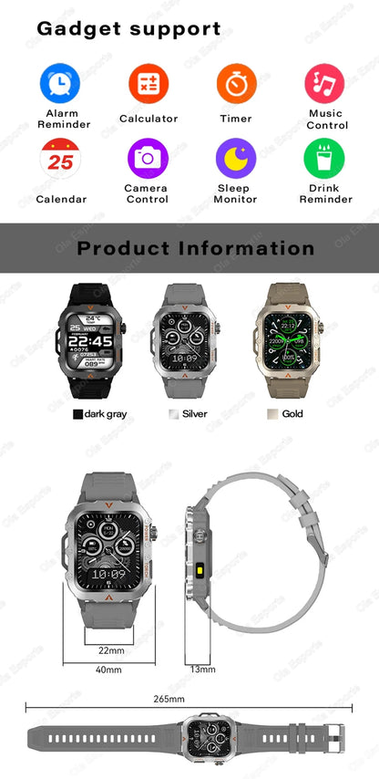 Smart Watch With Flashlight Function, Wireless Calls, Health Monitor，Message Reminders, Suitable For Iphone And Android Phones