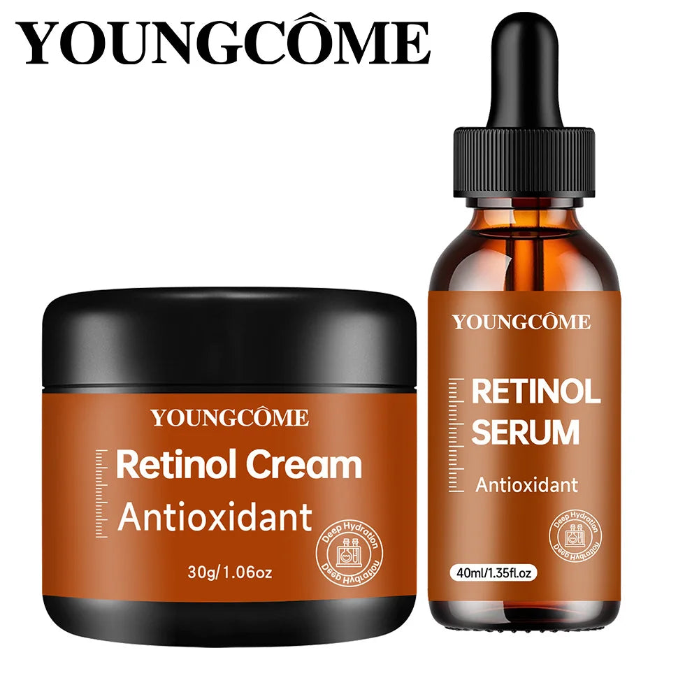 Retinol Cream&Serum Set - Anti-Aging Facial Skin Care Kit, Wrinkle Repair Moisturizer, Brightening Essence, Nourishing Beauty