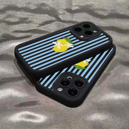 Lemon Cool Stripe Pattern Phone Case for iPhone 17 16 Pro Max 15 14 13 12 11 XS X XR 7 8 Plus SE 2022 17Air 16E Shockproof Cover