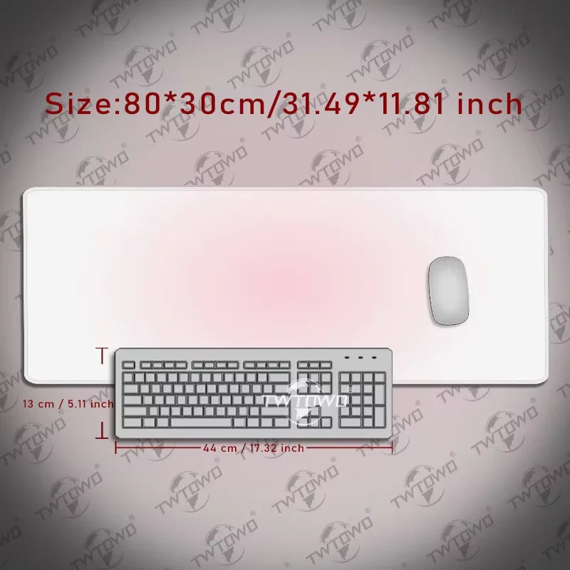 Mouse Pad White Pink Gamer printon demand New Mousepad XXL Mechanical Keyboard Pad Natural Rubber Office Non-Slip Soft Table Mat