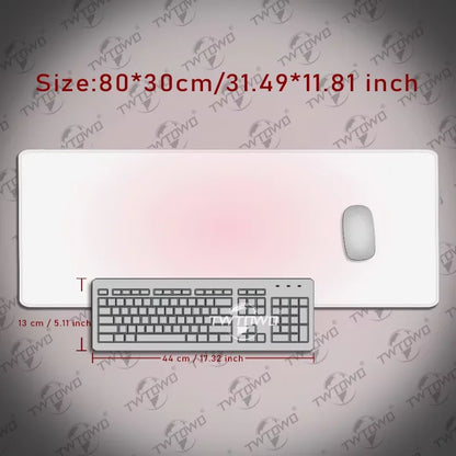 Mouse Pad White Pink Gamer printon demand New Mousepad XXL Mechanical Keyboard Pad Natural Rubber Office Non-Slip Soft Table Mat