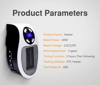 Plug In Electric Heater 500W Portable Room Heater Remote Control Mini Radiator Heating Stove Home Appliance Warmer