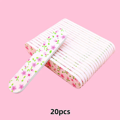 20pcs 9cm Cartoon Printed Emery Board Nail Files Beauty Assorted Cute Patterns Double Sided Manicure Pedicure Tools Nail Care