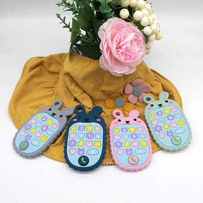 2025 New Baby Teether mobile phone Shape Silicone Teether Teething Toy Kids Sensory Educational Toy baby gift set