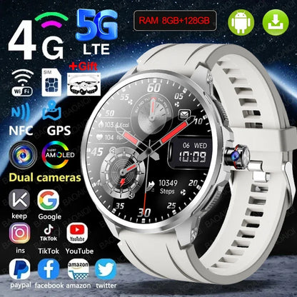 5G/4G Smart Watch 720*720 AMOLED 1.95 inch HD 900W Camera 8GB+128GB RAM 1990mAh Clock GPS WIFI Google APP Smartwatch Android 9.0