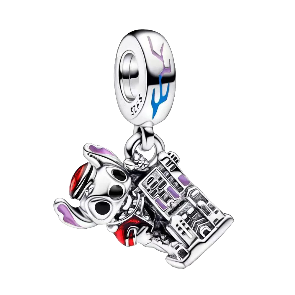 Disney Plata De Ley 925 Silver Charm Monster Activity Flowers Pendant Beads Original Women Bracelets Bangles DIY Jewelry Gift