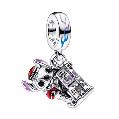 Disney Plata De Ley 925 Silver Charm Monster Activity Flowers Pendant Beads Original Women Bracelets Bangles DIY Jewelry Gift