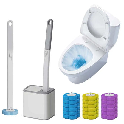 Disposable Toilet Brush, Toilet Bowl Wand Holder Set with 18PCS Cleaner Refills, Bathroom Cleaning System for Sink Bathtub Drai
