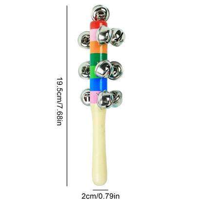 Rainbow Wooden Bell Rod Instruments Toys Early Education Stick Shaker Musical Toy for Children Kids Gifts Percussion Instruments