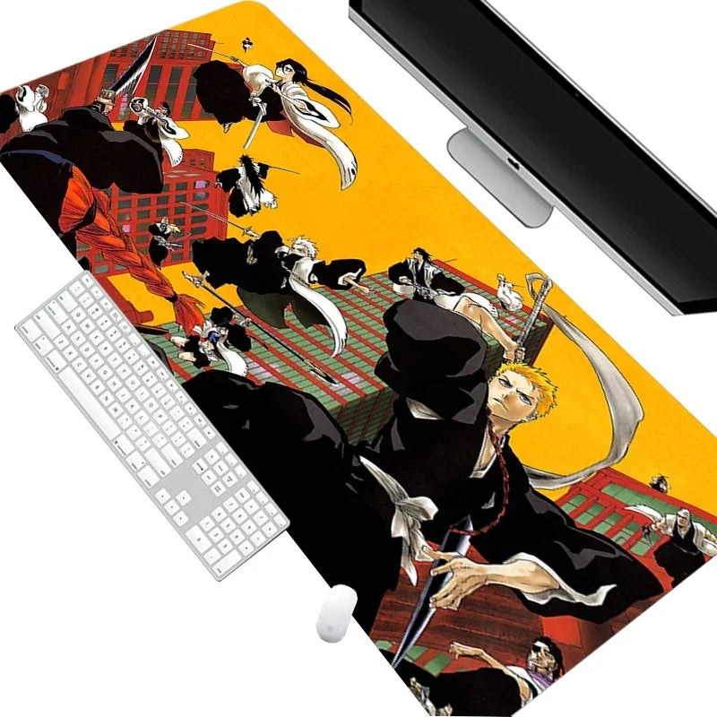 White Mouse Pad Anime Large Mousepad Bleach Manga Panel Laptop Office Shounen Rubber Soft Table Mat Pc Gaming Non-Slip Carpet