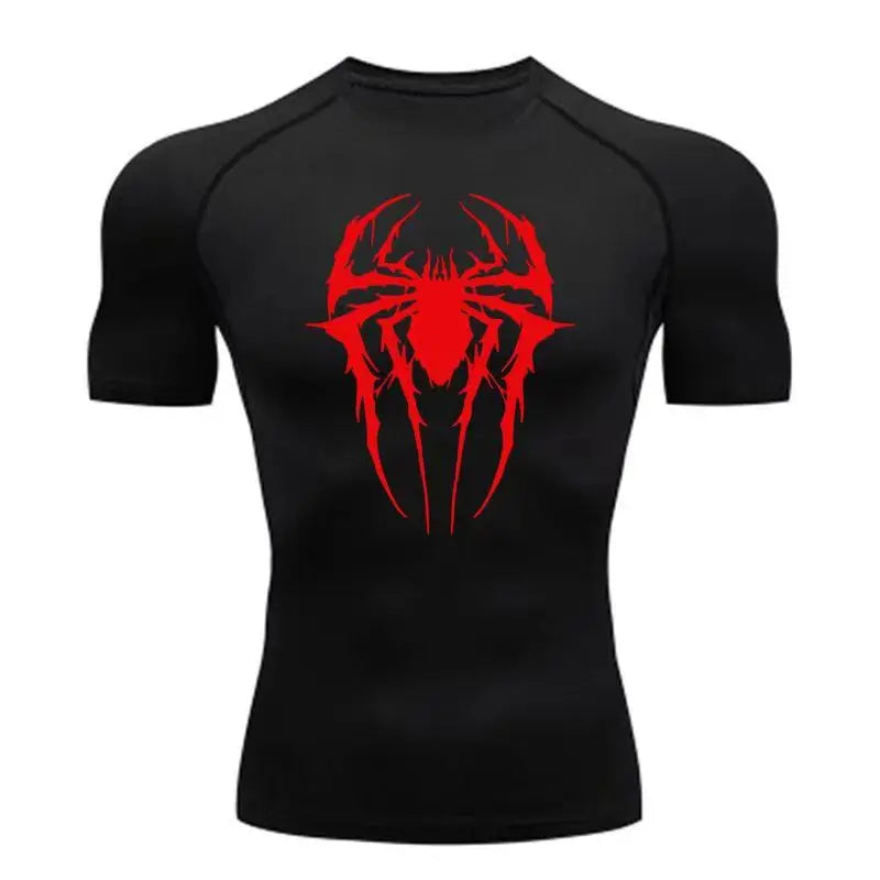 Casual Anime Print Running Compression T-Shirt Men Quick-Drying Fitness Sportswear Gym Sports Long Sleeve Breathable Top S-3XL