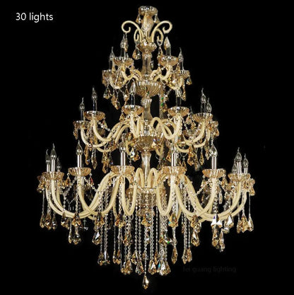 Duplex Crystal Chandeliers European Clubhouse Villa Creative Clndle Lamp Staircase Crystal Chandelier Lighting For Living Room