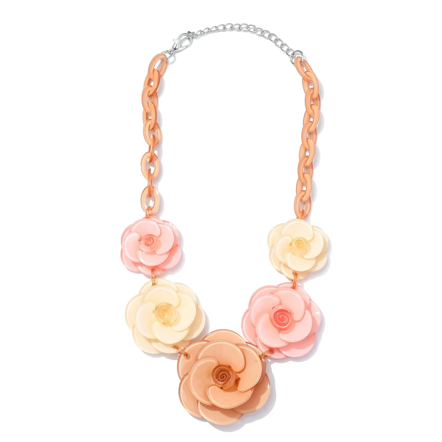 Blucome 2022 New Acrylic Flower Shape Necklace Female Exaggerated Clavicle Sweater Necklace Unique Women Girls Pendant  Jewelry