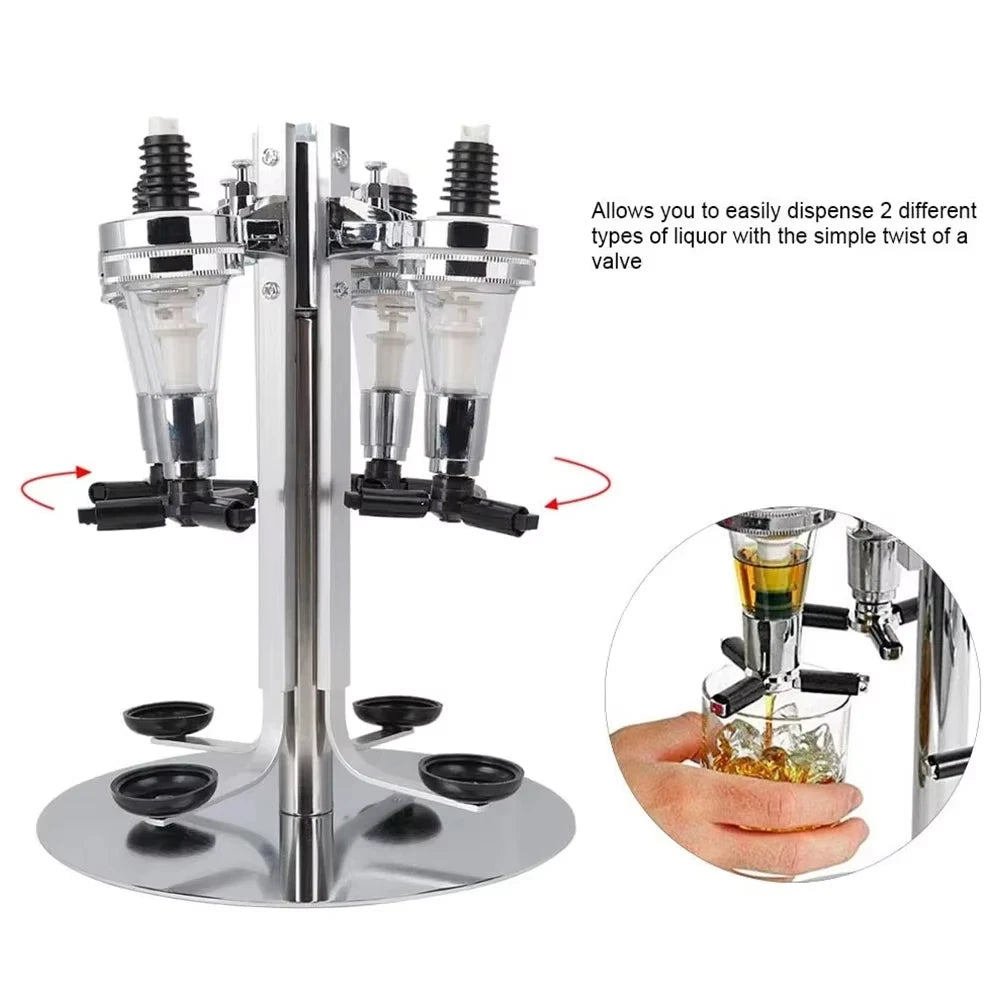 Rotate Beverage Liquor Whiskey Dispenser,Rotating Liquor Dispenser 2/4 Bottle,Standing beer Drink Alcohol Shot Wine Rack for Bar