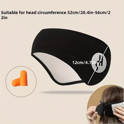 Comfortable Noise-Canceling Sleep Mask with Ear Loops - Adjustable Soft Polyester Fiber Eye Mask for Travel and Home Use, No Batteries Needed, Pure Black Design Helps You Sleep Peacefully