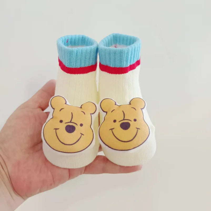 Disney Mickey Stitch Cartoon Cute Doll Baby Socks Cotton Non-slip Sock Newborn Girls Clothes Boys Accessories Babies Stuff Kids