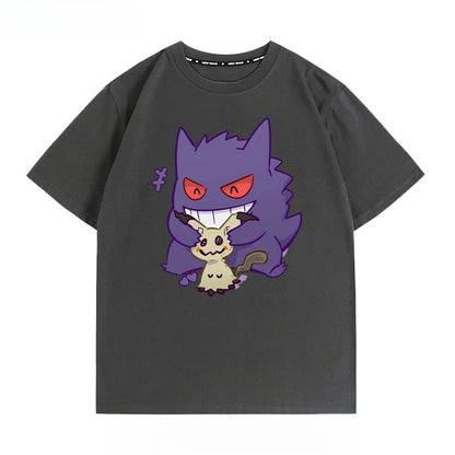 Pokémon Peripheral Clothes Gengar Cartoon Couple Wear Short-sleeved Top Men and Women Summer Animation Peripheral Joint T-shirt