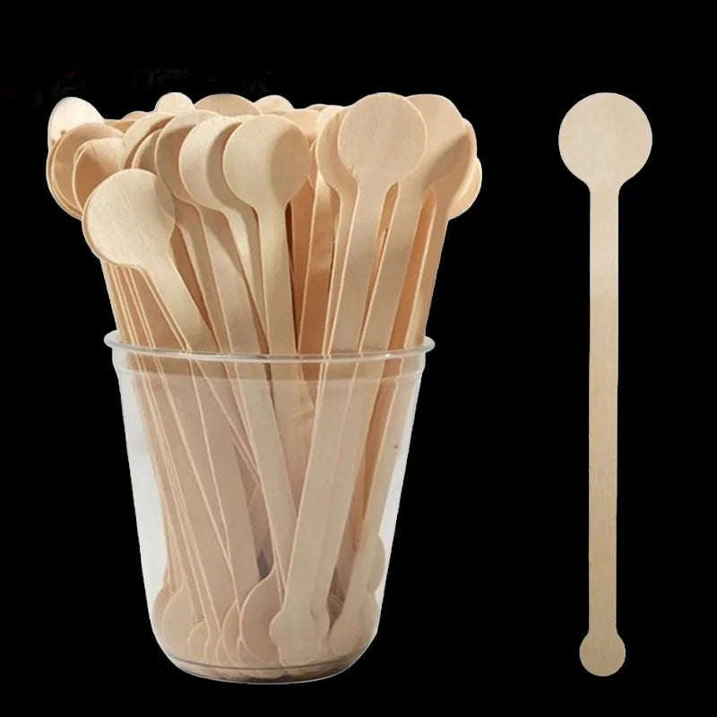 100pcs Coffee Stir Sticks Disposable Wooden Coffee Stirrers Hot Cold Drinking Stir Beverage Sticks for Milk Beverage Mixing