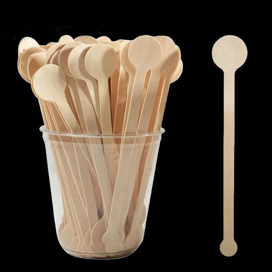 100pcs Coffee Stir Sticks Disposable Wooden Coffee Stirrers Hot Cold Drinking Stir Beverage Sticks for Milk Beverage Mixing