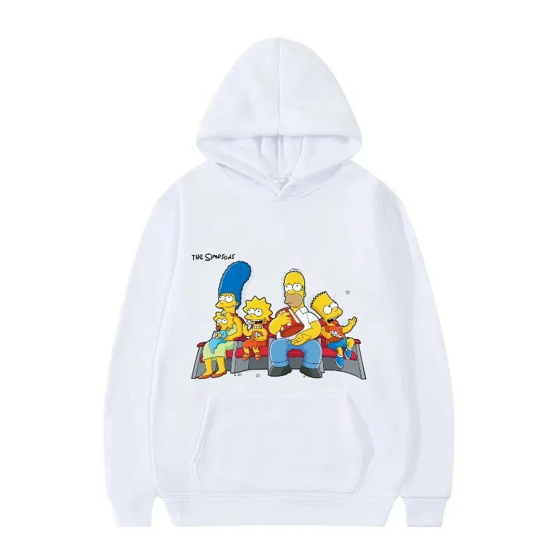 Disney The Simpsons Funny Pattern Casual Hooded Tops Men Woman Loose Comfortable Winter Black Sports Pullovers Fashion Clothing