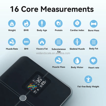TFT Screen Body Weight Scales,Body Fat Scales,Smart BMI Scales Fat Water and Muscle,Weight Scales with 16 Body data Heart