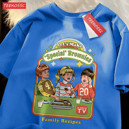 Let’S Make Brownies Family Recipes T Shirt Men Women Cotton Clothes Loose Casual Tshirt Loose Breathable Street Tees Couple