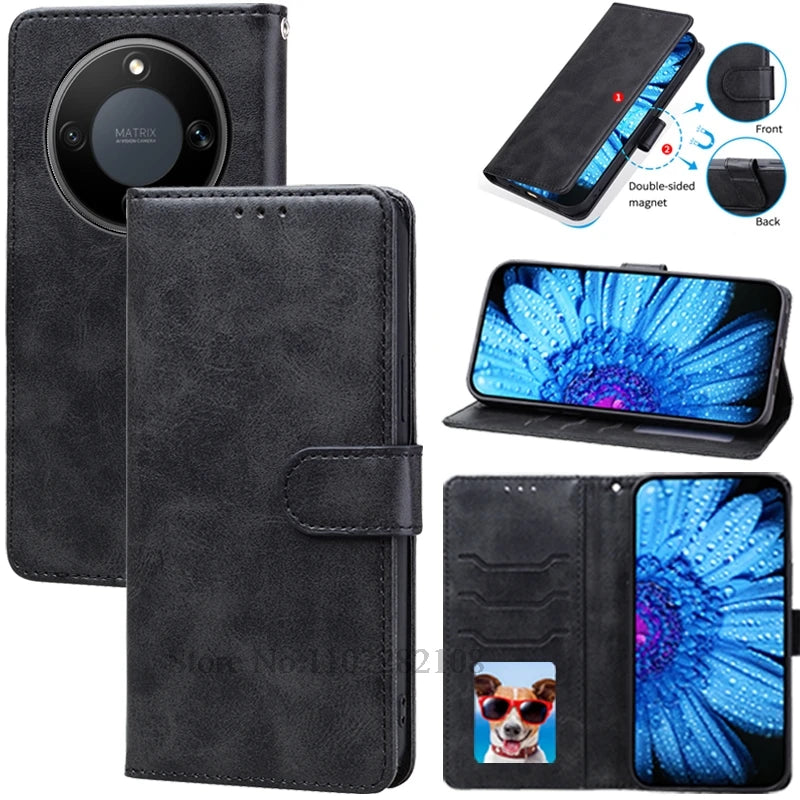 For Honor Magic8 Lite Case Flip Leather Wallet Cover For Honor Magic 8 Lite Case Soft Silicone TPU Book Cover Coque Fundas