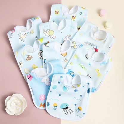 Random 4/6/8/10PCS Baby Bibs Cotton Waterproof Bib Children Feeding Clothes Protection Kids Toddler Scarf for Newborns Boys Girl