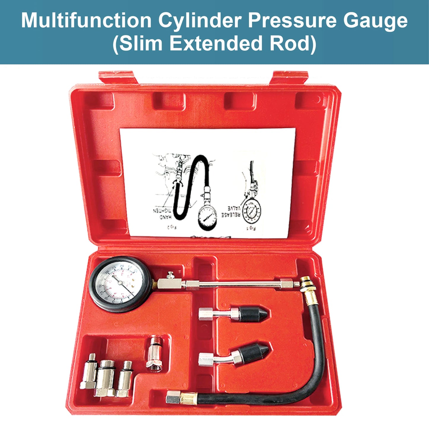 Cylinder Compression Tester Kit 0-300 PSI Dual Scale Quick Coupler Brass Fittings Gauge Engine Diagnostic Tool Car Motorcycle
