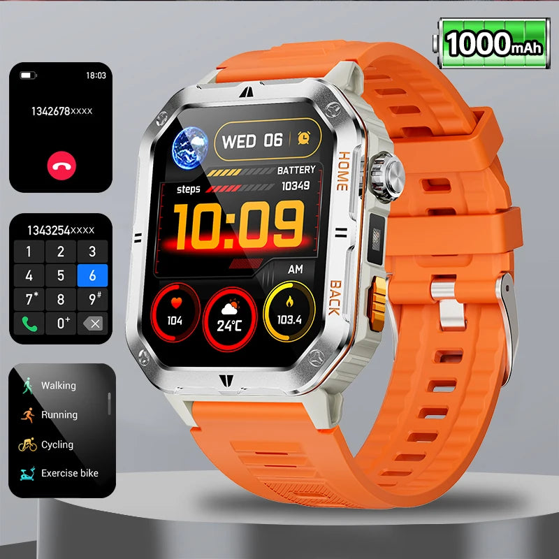 Smart Watch 2.01 Inch Screen Bluetooth Call 1000mAh Voice Assistant Watch Sport Fitness 3ATM Waterproof Smartwatch For Men 2025