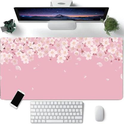 Blue Cherry Blossoms Mousepad Home Computer Table Large Pc Mouse Pad Art Sakura Keyboard Mause Rug Desk Mat Offices Accessories