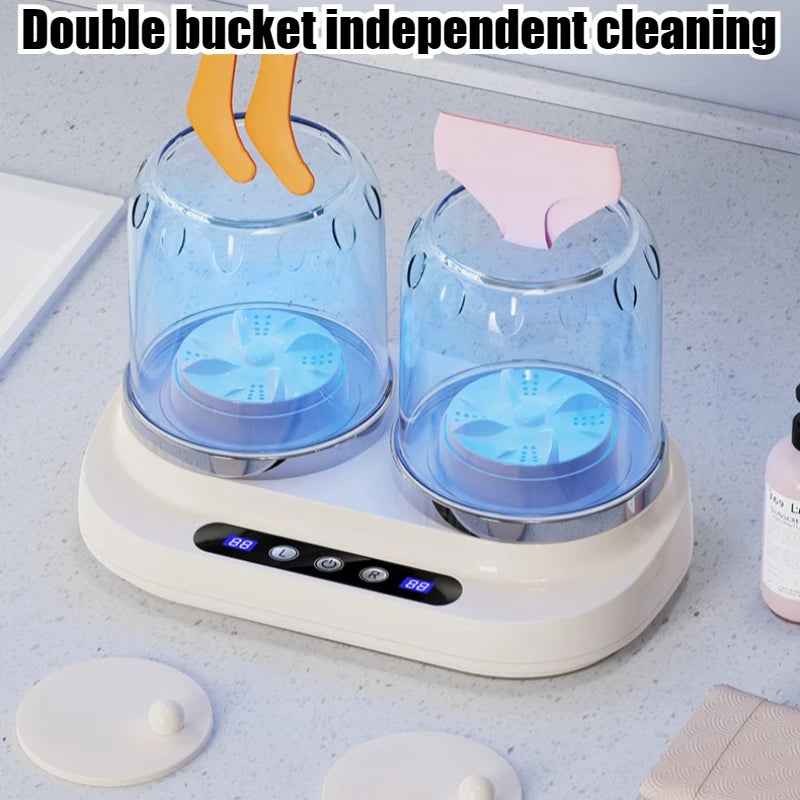 Double Cup Charging Small Washing Machine Blue Light Portable Wireless Labor-saving Deep Decontamination Washer Home Appliances