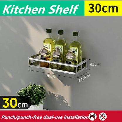 Spice Rack Wall Mount Kitchen Spice Organizer Storage Shelf Punch-Free Shelves Holder for Kitchen Wall Bathroom Household Items