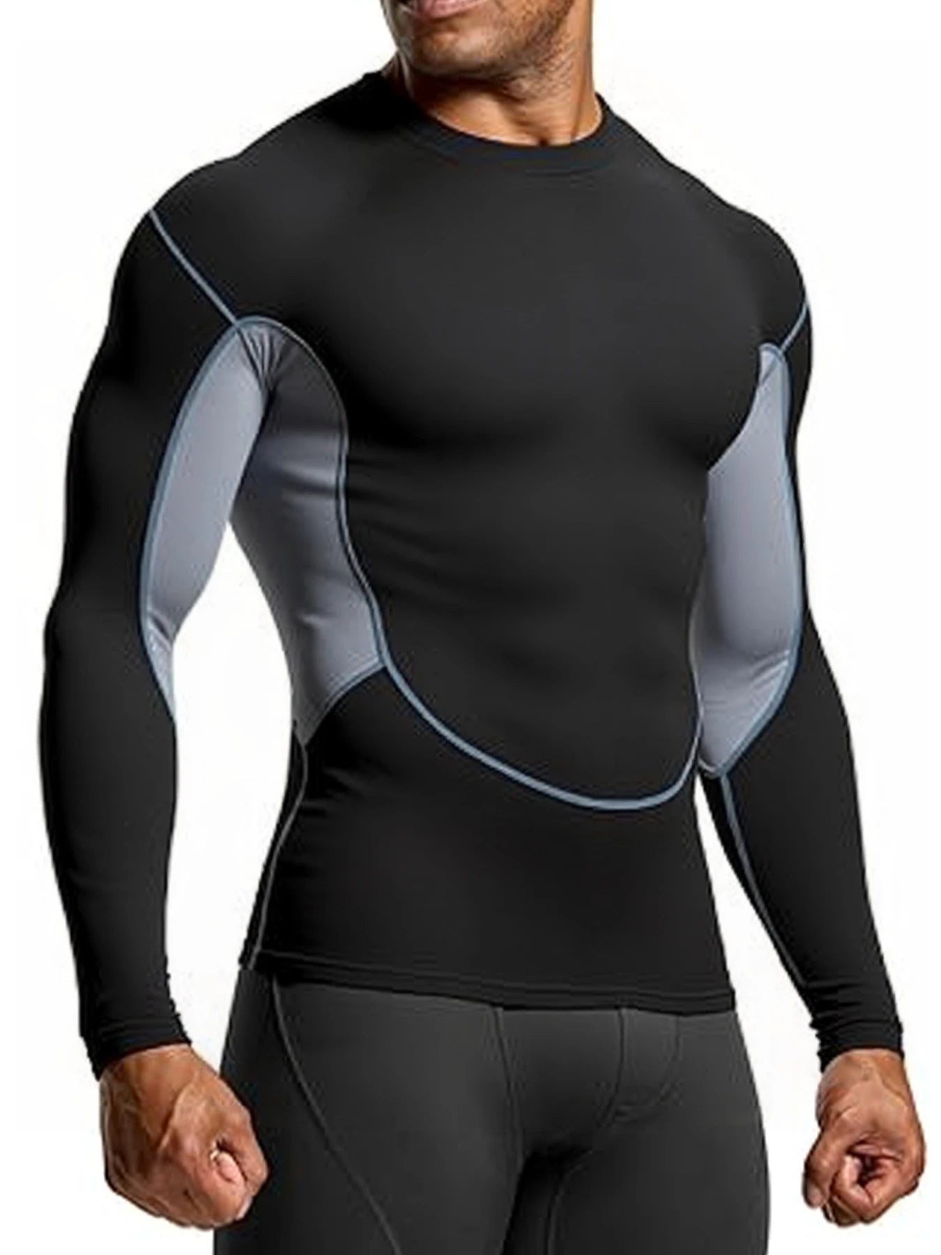 Men's Running T Shirt Quick Dry Shirt Yoga Training Compression Sports Tops Long Sleeve Solid Running Sweatshirt T-Shirts