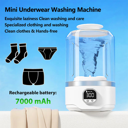 7000mAh Battery Portable Automatic mini Washing Machine For Business Travel Home Outdoor Camping Laundry of Underwear Socks