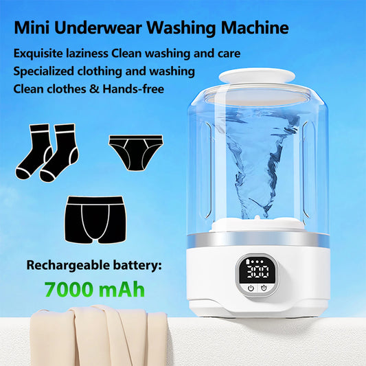 7000mAh Battery Portable Automatic mini Washing Machine For Business Travel Home Outdoor Camping Laundry of Underwear Socks