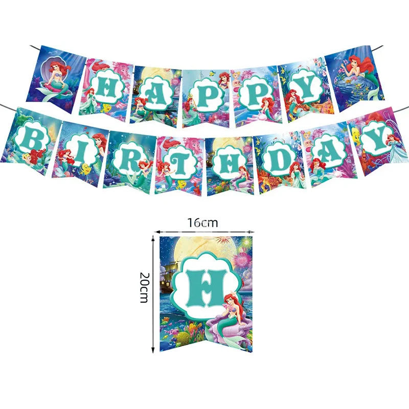 The Little Mermaid Birthday Party Decoration Princess Ariel Paper Napkin Plate Cup Tablecloth Balloons Kids Baby Shower Supplies