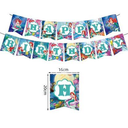 The Little Mermaid Birthday Party Decoration Princess Ariel Paper Napkin Plate Cup Tablecloth Balloons Kids Baby Shower Supplies