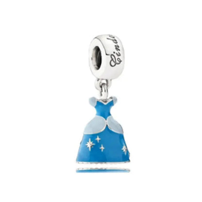 2025 New Disney Beautiful Princess Dress Bead Pendant 925 Silver Suitable for European Original Bracelet DIY Exquisite Jewelry