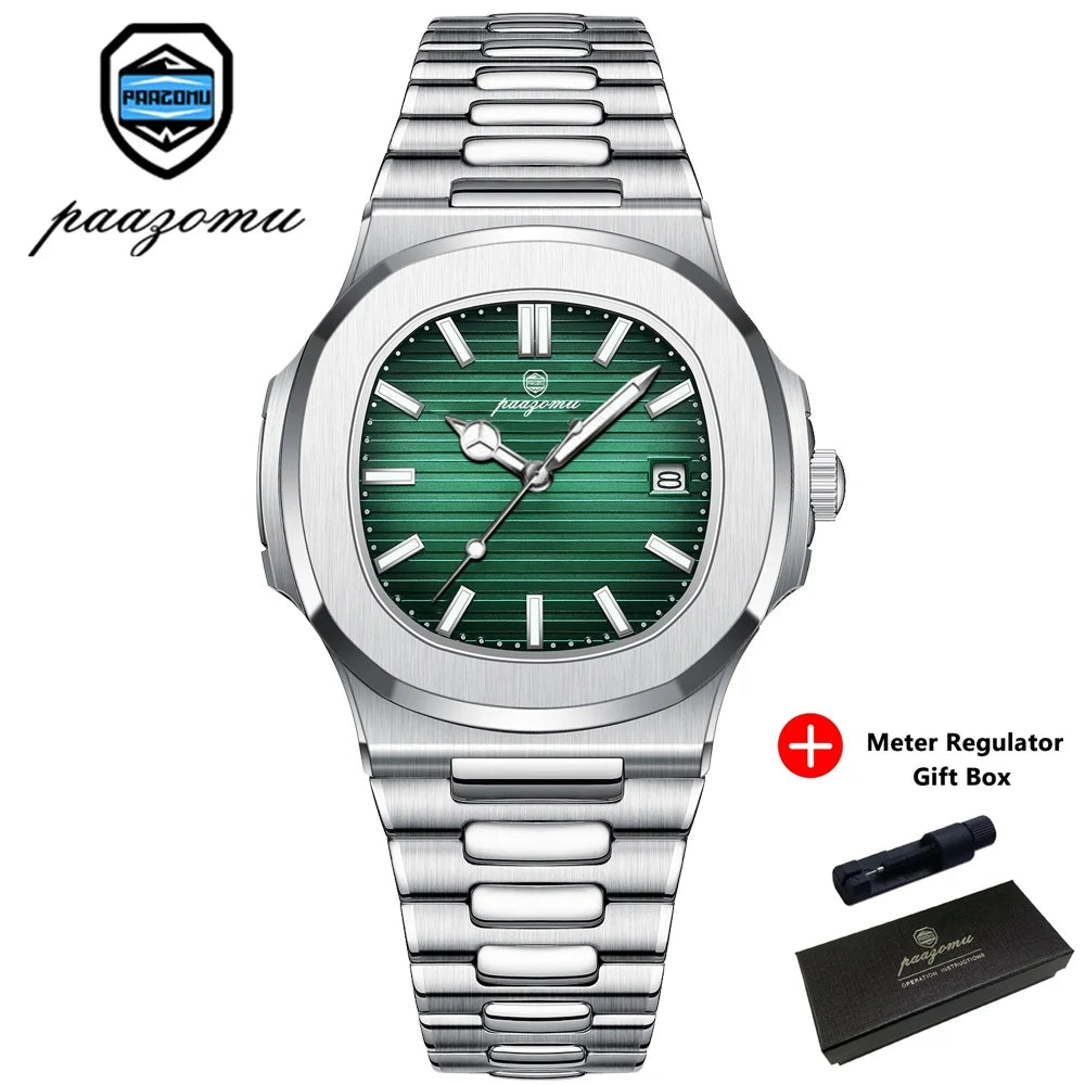 PAAZOMU Top Luxury Brand Man Watch Sports Waterproof Luminous Date Men Wristwatch Square Dial Quartz Men's Watches High Quality
