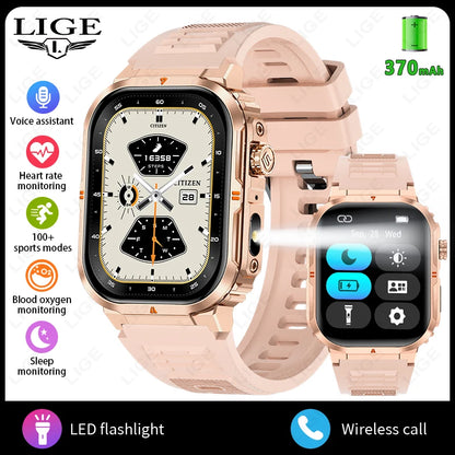 New Smart Watch For Men Women 2.01inch Large Screen Bluetooth Call LED Flashlight Sports Fitness Bracelet Waterproof Smartwatch