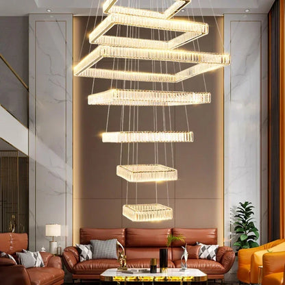 Modern Home Decoration Crystal Chandelier Stair Pendant Lamp Living Room Pendant Lights Indoor Lighting