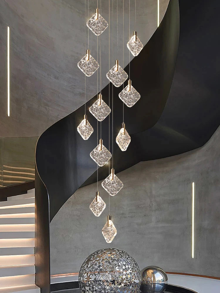 New Crystal Living Room Ceiling Pendant Light Home Decoration Staircase Duplex Pendant Light Restaurant Bedroom Hanging Lighting