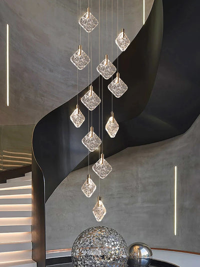 New Crystal Living Room Ceiling Pendant Light Home Decoration Staircase Duplex Pendant Light Restaurant Bedroom Hanging Lighting